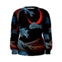 Night In The Ocean Red Waves Art Moon Dark Japanese Wave Women s Sweatshirt View1