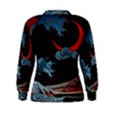 Night In The Ocean Red Waves Art Moon Dark Japanese Wave Women s Sweatshirt View2