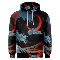 Night In The Ocean Red Waves Art Moon Dark Japanese Wave Men s Overhead Hoodie by Perong