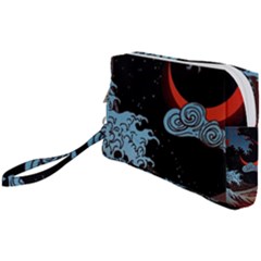 Night In The Ocean Red Waves Art Moon Dark Japanese Wave Wristlet Pouch Bag (small) by Perong