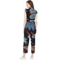 Night In The Ocean Red Waves Art Moon Dark Japanese Wave Women s Frill Top Chiffon Jumpsuit View2