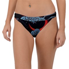 Night In The Ocean Red Waves Art Moon Dark Japanese Wave Band Bikini Bottoms by Perong