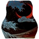 Night In The Ocean Red Waves Art Moon Dark Japanese Wave Car Seat Velour Cushion  View1