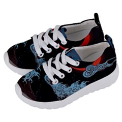 Night In The Ocean Red Waves Art Moon Dark Japanese Wave Kids  Lightweight Sports Shoes by Perong