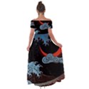 Night In The Ocean Red Waves Art Moon Dark Japanese Wave Off Shoulder Open Front Chiffon Dress View2