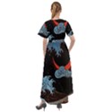 Night In The Ocean Red Waves Art Moon Dark Japanese Wave Front Wrap High Low Dress View2