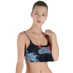 Night In The Ocean Red Waves Art Moon Dark Japanese Wave Layered Top Bikini Top  by Perong