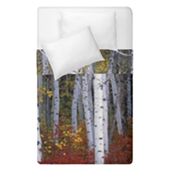 White Birch Trees Autumn Duvet Cover Double Side (single Size) by Perong