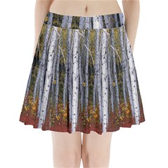 White Birch Trees Autumn Pleated Mini Skirt by Perong