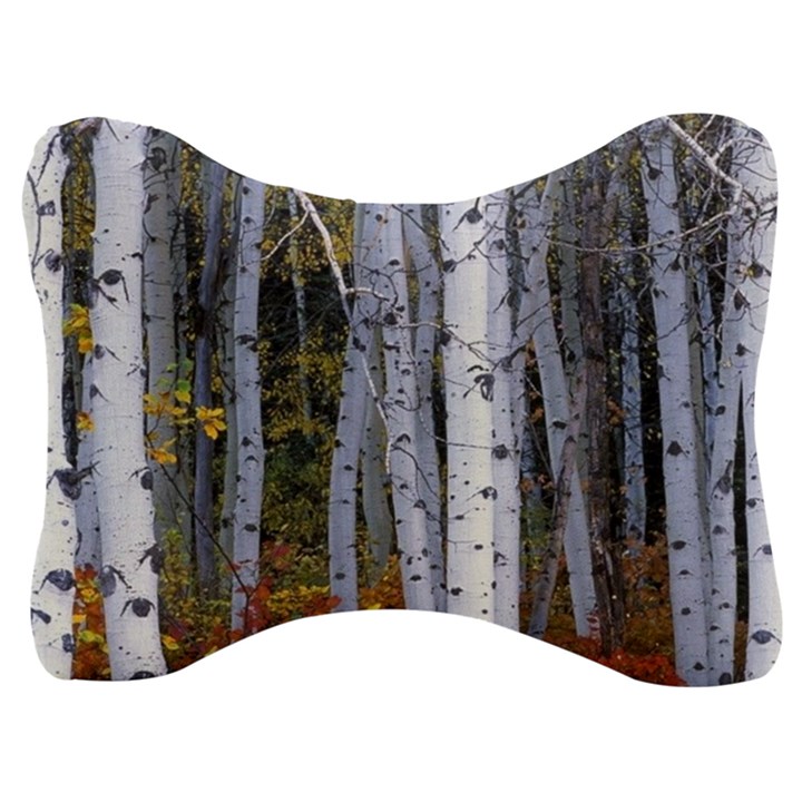 White Birch Trees Autumn Velour Seat Head Rest Cushion