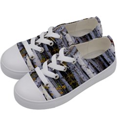 White Birch Trees Autumn Kids  Low Top Canvas Sneakers by Perong