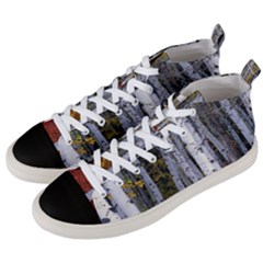 White Birch Trees Autumn Men s Mid-top Canvas Sneakers by Perong