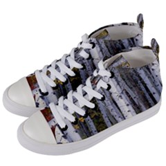 White Birch Trees Autumn Women s Mid-top Canvas Sneakers by Perong