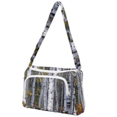 White Birch Trees Autumn Front Pocket Crossbody Bag by Perong