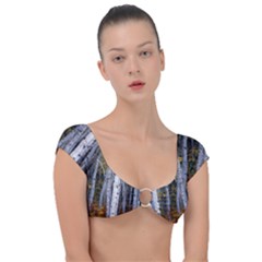 White Birch Trees Autumn Cap Sleeve Ring Bikini Top by Perong