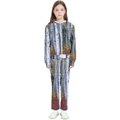 White Birch Trees Autumn Kids  Tracksuit by Perong