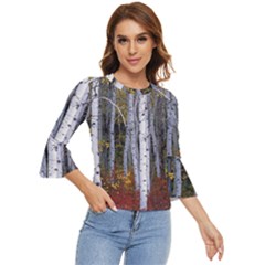 White Birch Trees Autumn Bell Sleeve Top