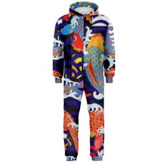 Koi Fish Traditional Japanese Art Hooded Jumpsuit (men)