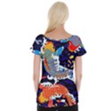 Koi Fish Traditional Japanese Art Cap Sleeve Top View2