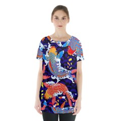 Koi Fish Traditional Japanese Art Skirt Hem Sports Top by Perong