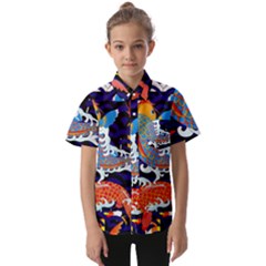 Koi Fish Traditional Japanese Art Kids  Short Sleeve Shirt by Perong