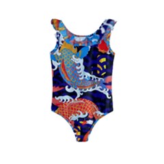 Koi Fish Traditional Japanese Art Kids  Frill Swimsuit