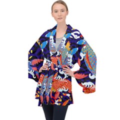 Koi Fish Traditional Japanese Art Long Sleeve Velvet Kimono  by Perong