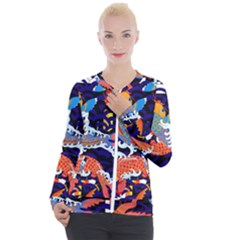 Koi Fish Traditional Japanese Art Casual Zip Up Jacket by Perong