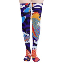 Koi Fish Traditional Japanese Art Thigh High Stockings