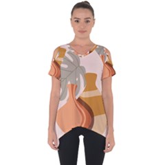 Vases Art Plant Boho Bohemian Cut Out Side Drop T-shirt by Perong