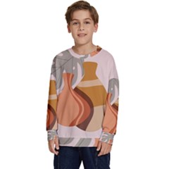 Vases Art Plant Boho Bohemian Kids  Crewneck Sweatshirt