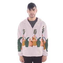 Drawing Botanical Men s Hooded Windbreaker