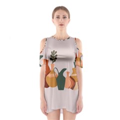 Drawing Botanical Shoulder Cutout One Piece Dress by Perong