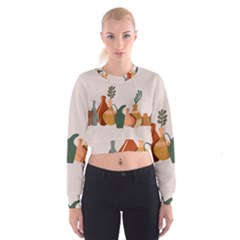 Drawing Botanical Cropped Sweatshirt