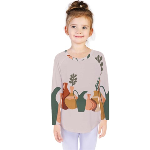 Drawing Botanical Kids  Long Sleeve T-shirt by Perong