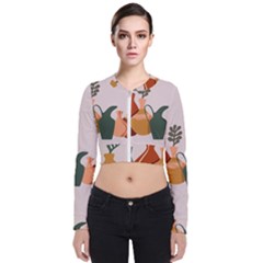 Drawing Botanical Long Sleeve Zip Up Bomber Jacket by Perong