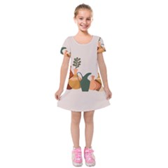 Drawing Botanical Kids  Short Sleeve Velvet Dress