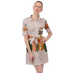 Drawing Botanical Belted Shirt Dress by Perong