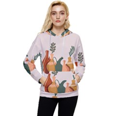 Drawing Botanical Women s Lightweight Drawstring Hoodie