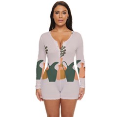 Drawing Botanical Long Sleeve Boyleg Swimsuit by Perong