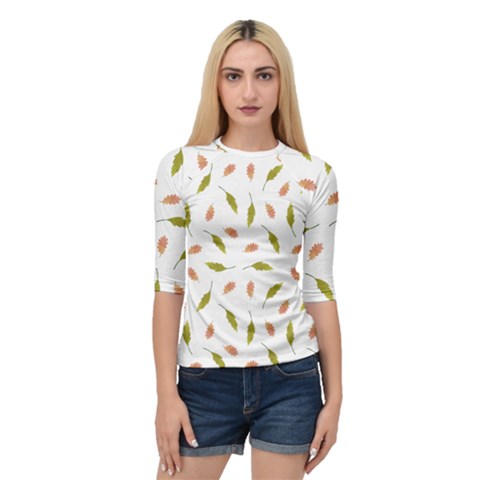 Leaves Pattern Seamless Texture Quarter Sleeve Raglan T-shirt by Perong