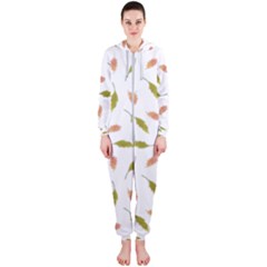 Leaves Pattern Seamless Texture Hooded Jumpsuit (ladies)