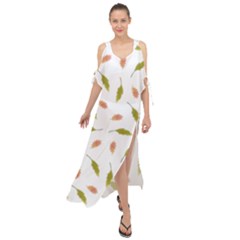 Leaves Pattern Seamless Texture Maxi Chiffon Cover Up Dress by Perong