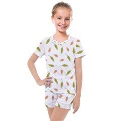 Leaves Pattern Seamless Texture Kids  Mesh T-shirt And Shorts Set