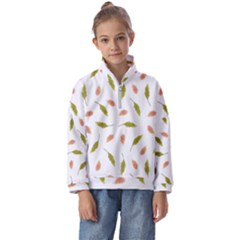 Leaves Pattern Seamless Texture Kids  Half Zip Hoodie by Perong