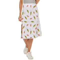 Leaves Pattern Seamless Texture Midi Panel Skirt by Perong