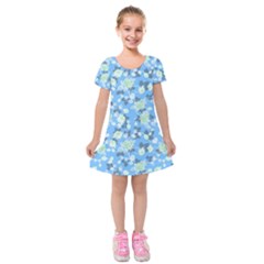 Pattern Texture Seamless Design Kids  Short Sleeve Velvet Dress