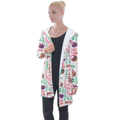 Power Love Pattern Texture Seamless Peace Longline Hooded Cardigan by Perong