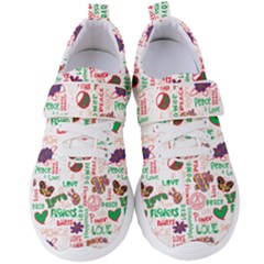 Power Love Pattern Texture Seamless Peace Women s Velcro Strap Shoes by Perong