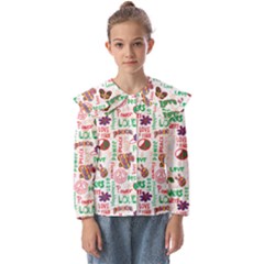 Power Love Pattern Texture Seamless Peace Kids  Peter Pan Collar Blouse by Perong